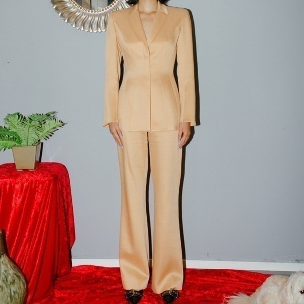 Vintage Mugler Peach Hourglass 2-Piece Suit Set